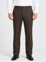 Pantalon Faux Uni Grande Taille Marron