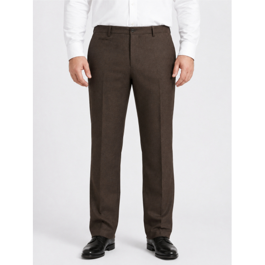 Pantalon Faux Uni Grande Taille Marron