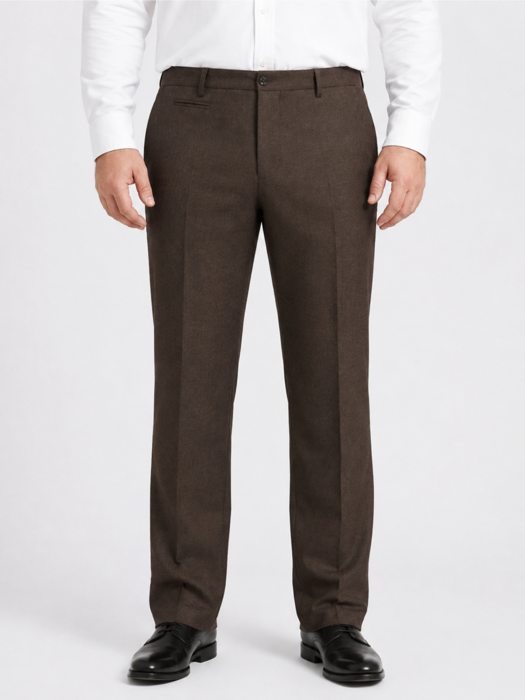 Pantalon Faux Uni Grande Taille Marron