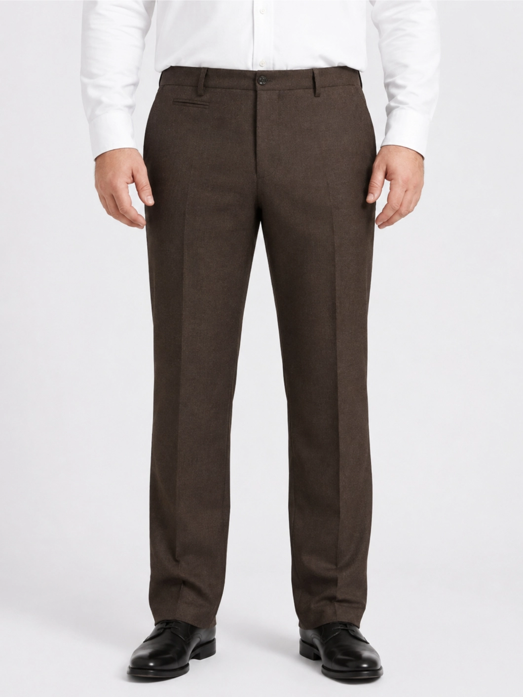 Pantalon Faux Uni Grande Taille Marron