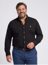 Chemise Maille Piquée Grande Taille Noire