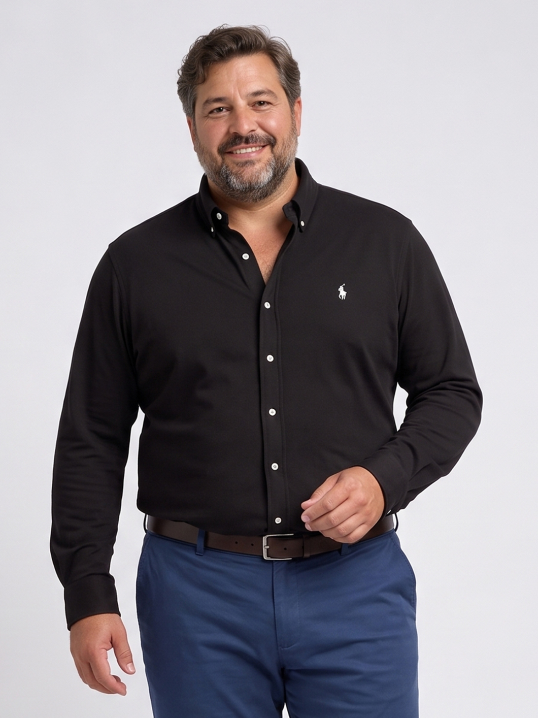 Chemise Maille Piquée Grande Taille Noire