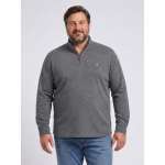 Sweat Col Camionneur Zippé Grande Taille Gris