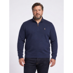 Sweat Col Camionneur Zippé Grande Taille Marine