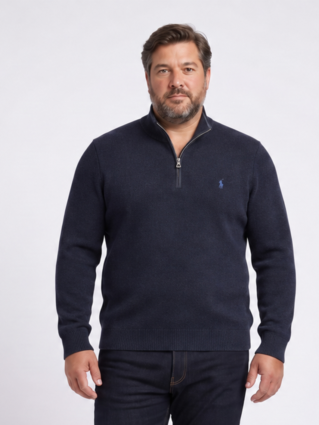 Pull Col Camionneur Grande Taille Marine