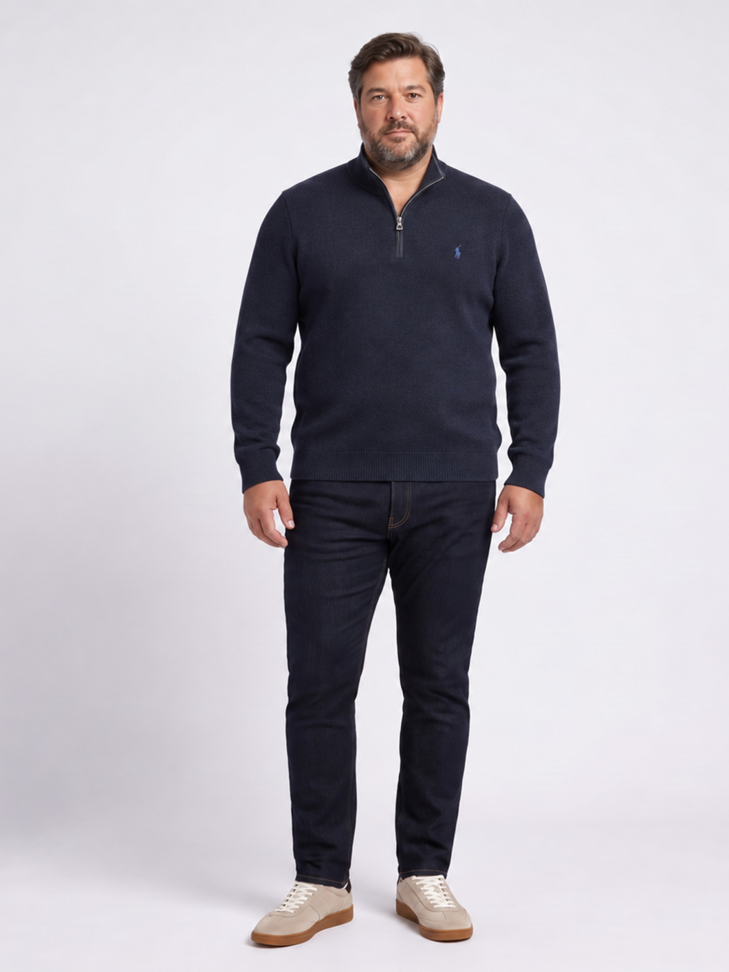Pull Col Camionneur Grande Taille Marine
