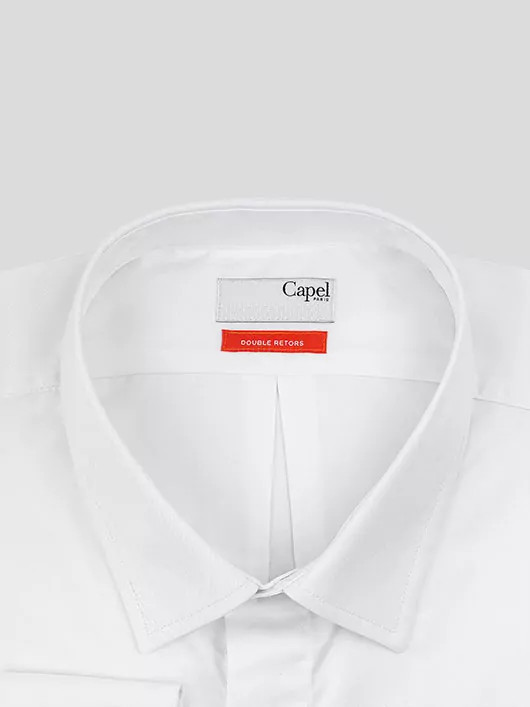 Chemise Poignets Mousquetaires 100% coton blanche homme grande taille | Capel