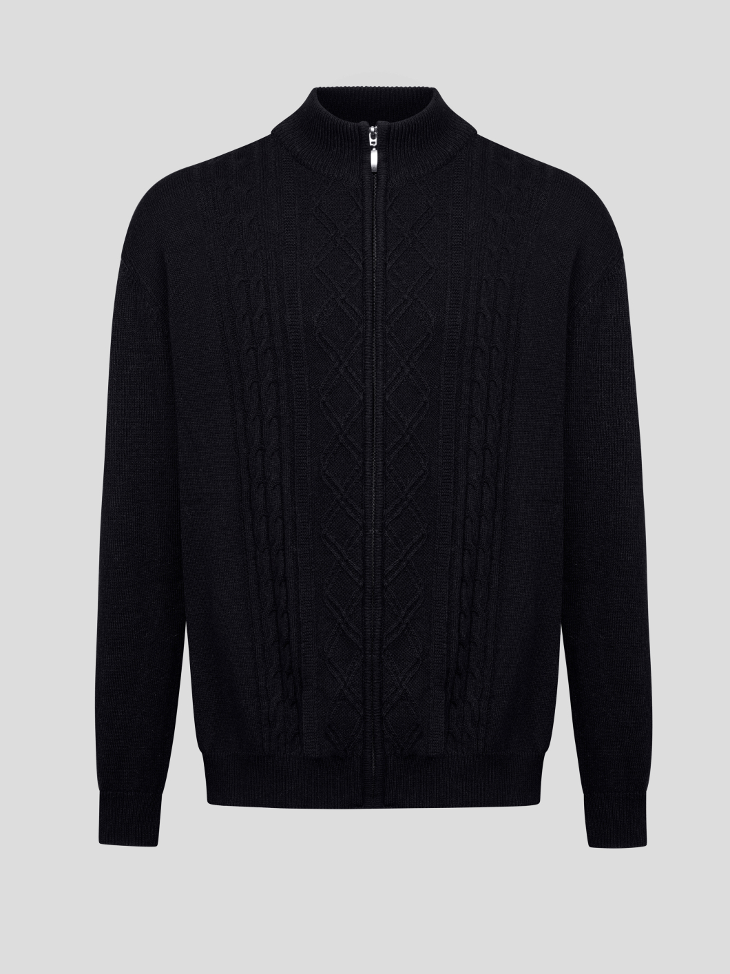 Cardigan Noir Torsades Zippe Capel Grande Taille  homme grande taille - Capelstore