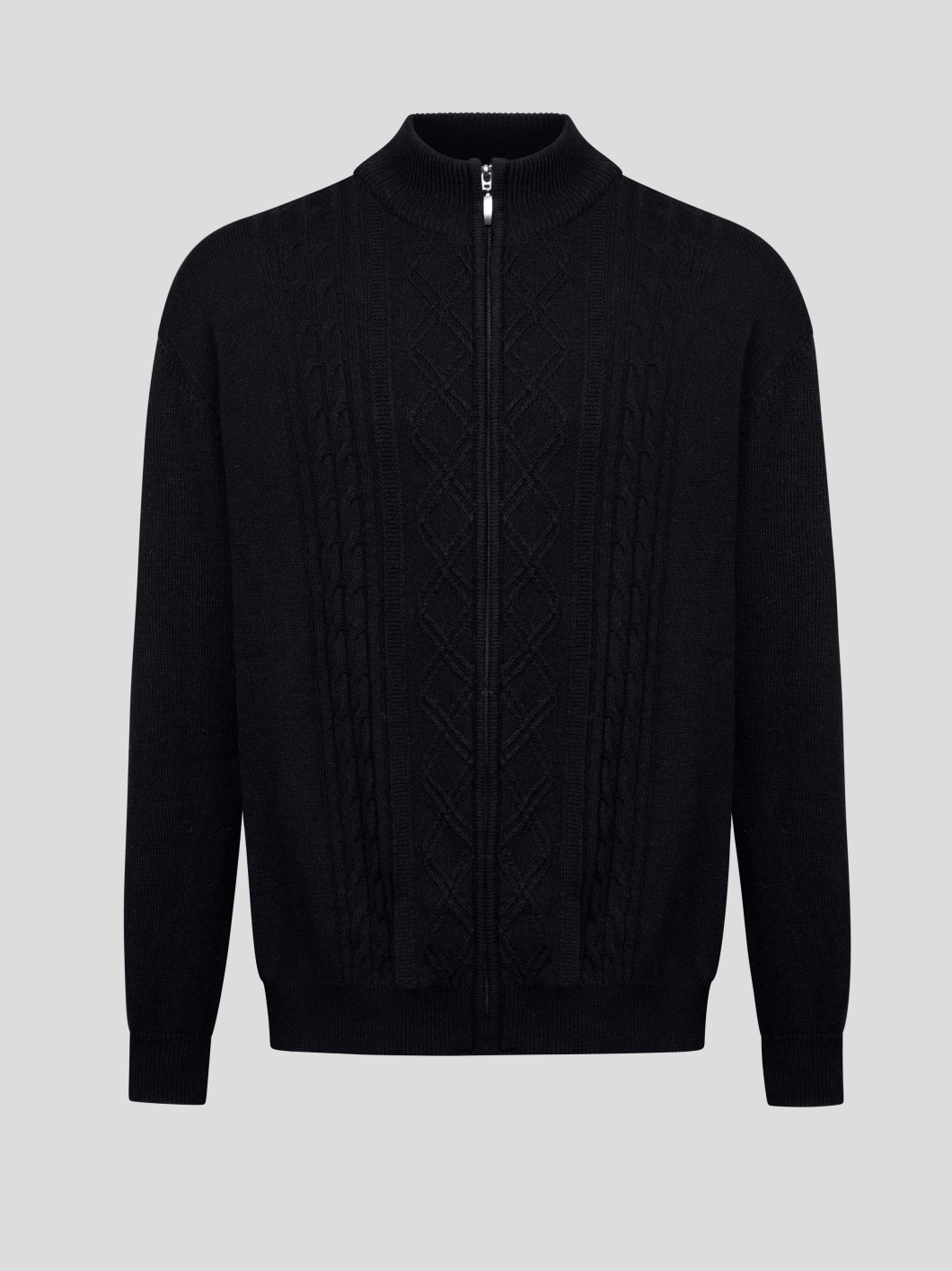 Cardigan Noir Torsades Zippe Capel Grande Taille  homme grande taille - Capelstore