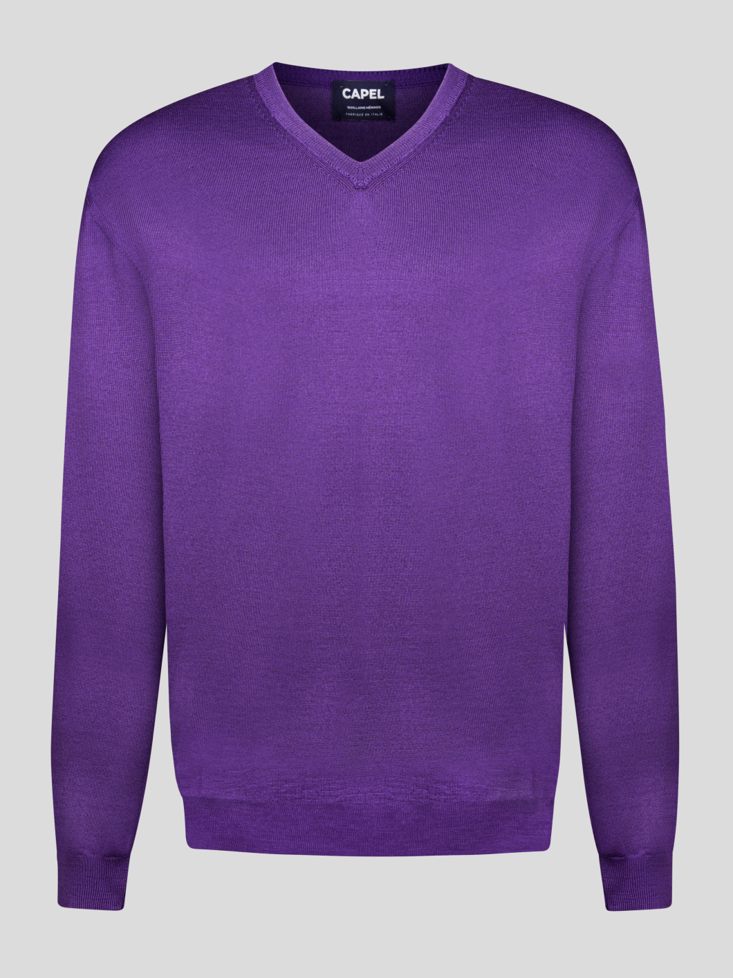 Pull Merinos Como Col V Violet Capel Grande Taille  homme grande taille - Capelstore