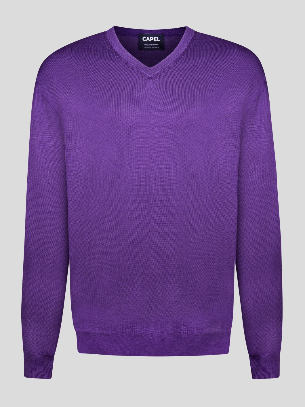 Pull Merinos Como Col V Violet Capel Grande Taille  homme grande taille - Capelstore