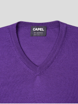 Pull Merinos Como Col V Violet Capel Grande Taille  homme grande taille - Capelstore