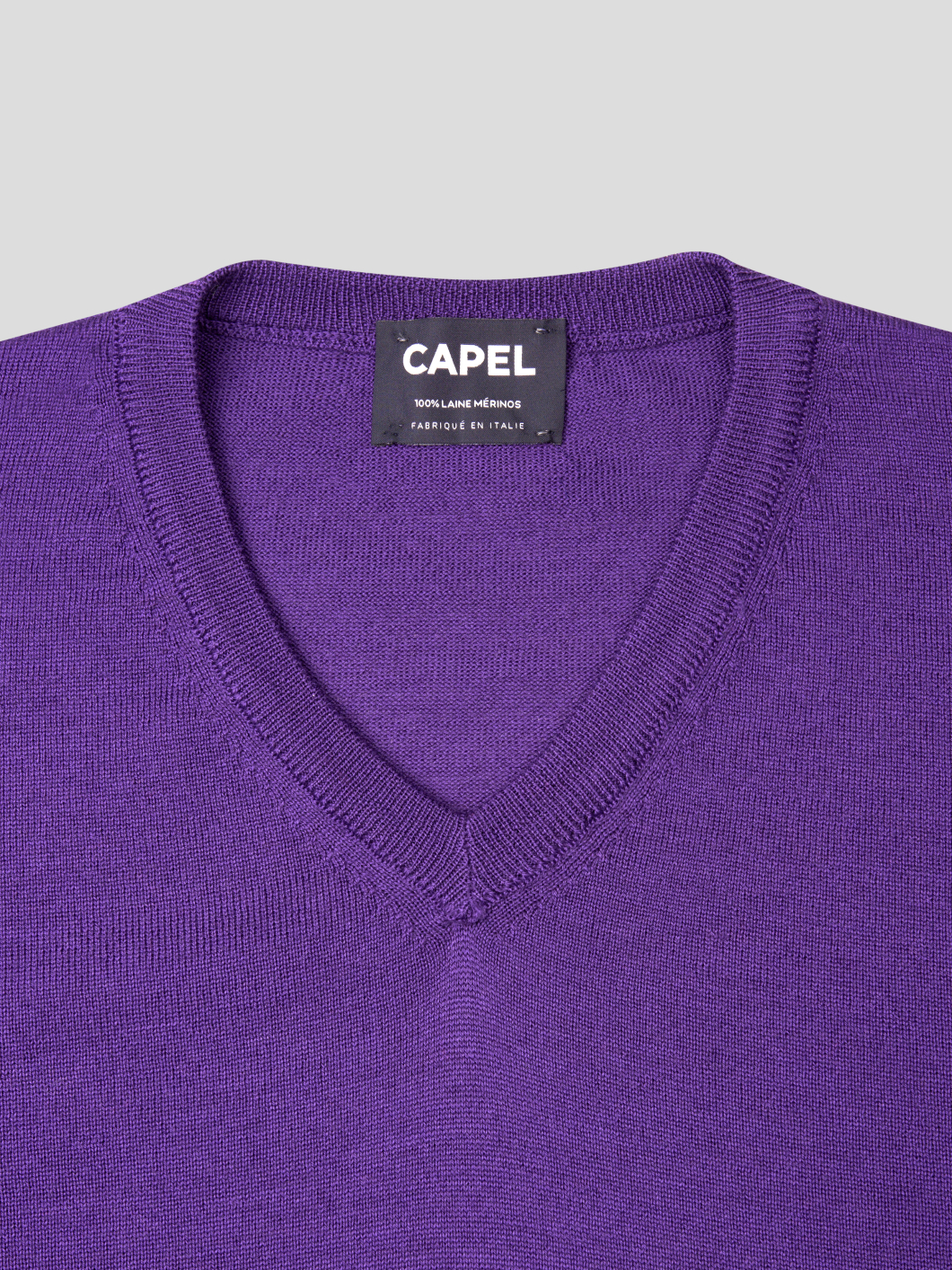 Pull Merinos Como Col V Violet Capel Grande Taille  homme grande taille - Capelstore