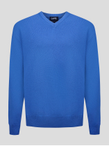 Pull Lambswool Como Col V Bleu Capel Grande Taille  homme grande taille - Capelstore
