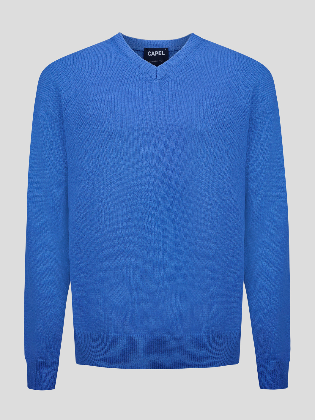 Pull Lambswool Como Col V Bleu Capel Grande Taille  homme grande taille - Capelstore