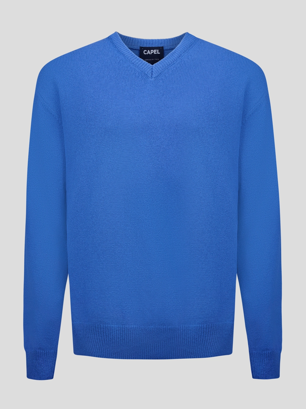Pull Lambswool Como Col V Bleu Capel Grande Taille  homme grande taille - Capelstore