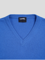 Pull Lambswool Como Col V Bleu Capel Grande Taille  homme grande taille - Capelstore