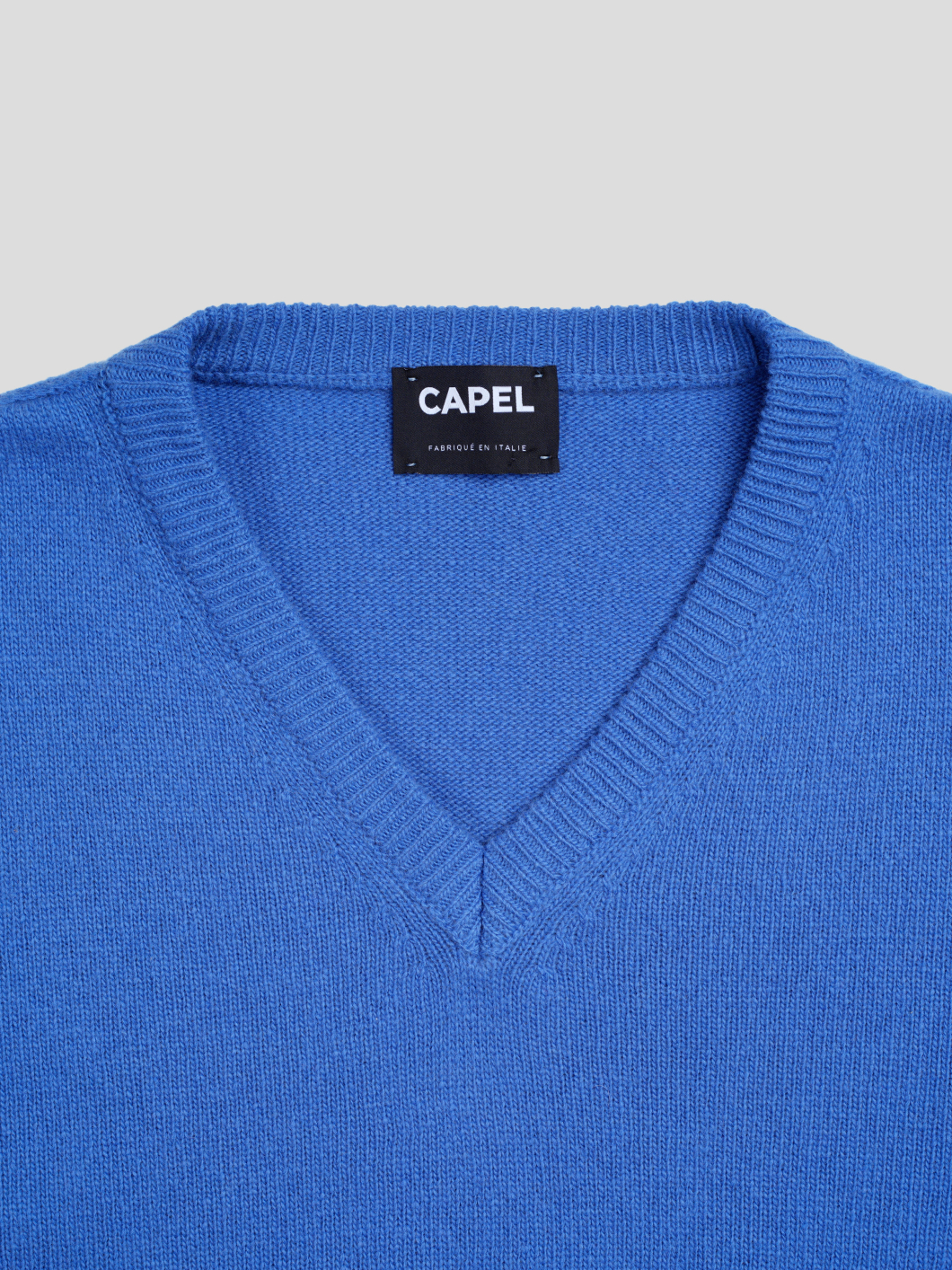 Pull Lambswool Como Col V Bleu Capel Grande Taille  homme grande taille - Capelstore