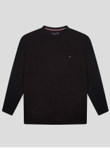 Tee-shirt Ml Uni Noir Tommy Hilfiger Grande Taille  homme grande taille - Capelstore