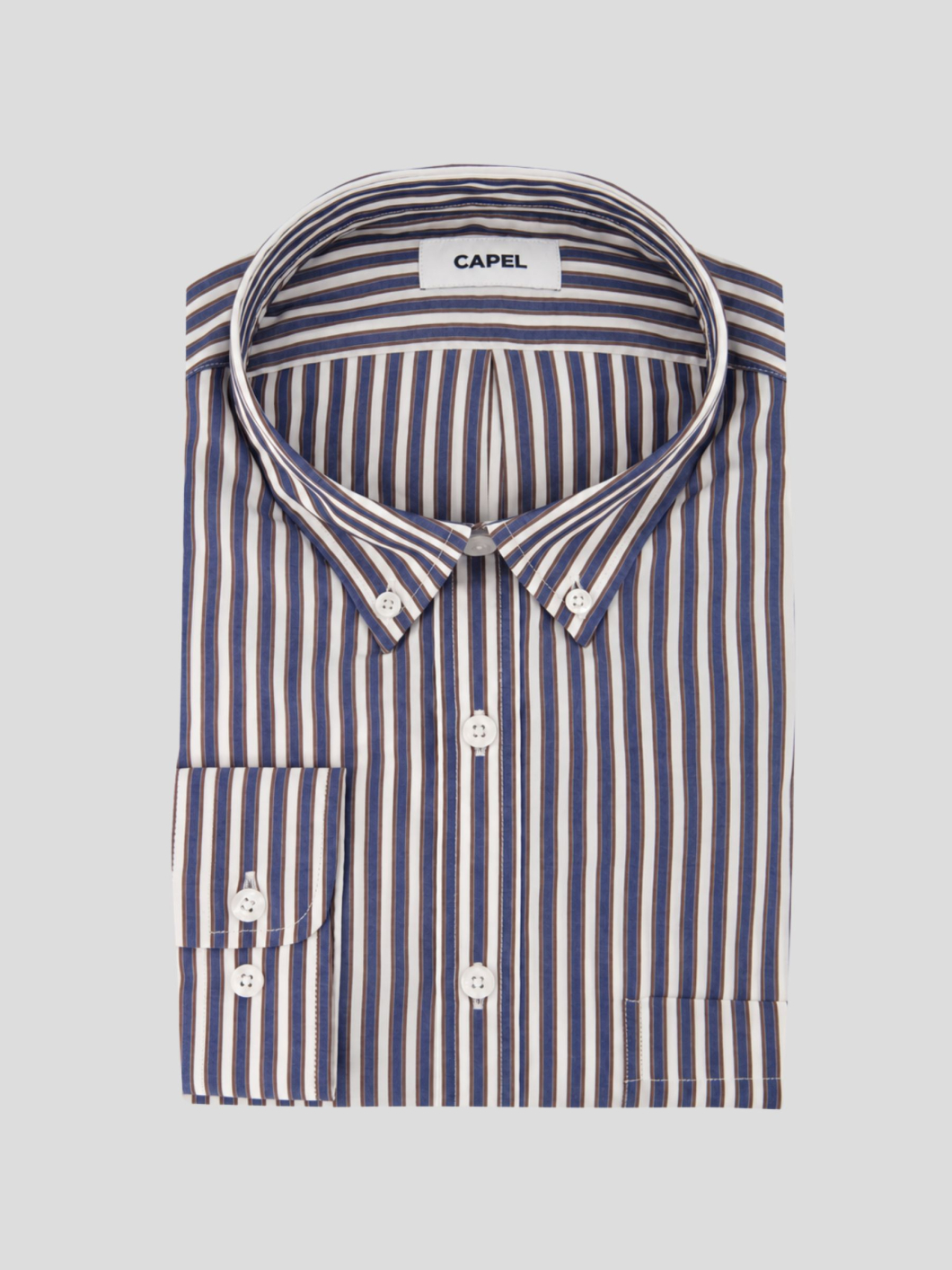 Chemise Rayée Ralph Grande Taille Bleue, Marron et Blanche