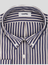 Chemise Rayée Ralph Grande Taille Bleue, Marron et Blanche