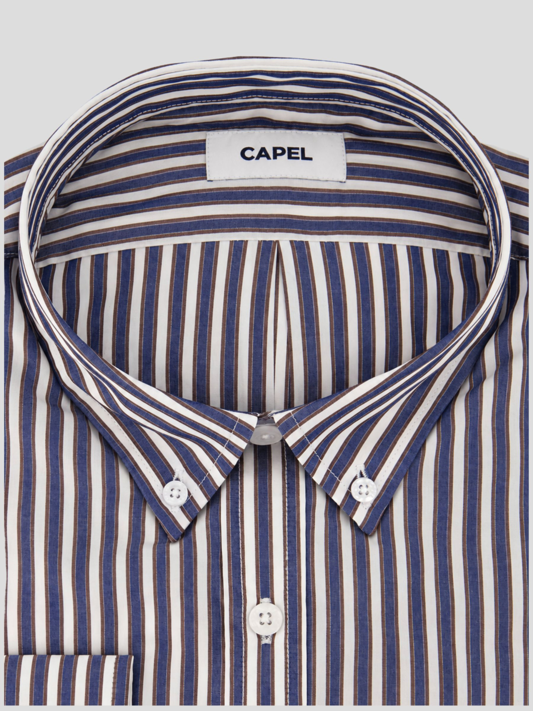 Chemise Rayée Ralph Grande Taille Bleue, Marron et Blanche