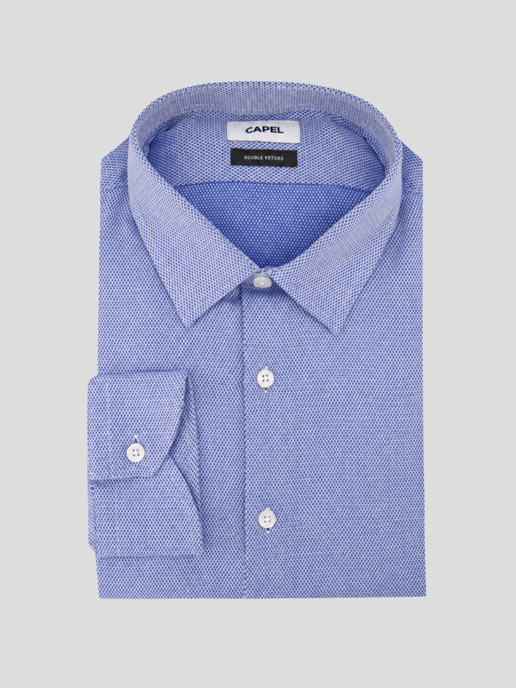 Chemise Dobby Romain Grande Taille Bleue