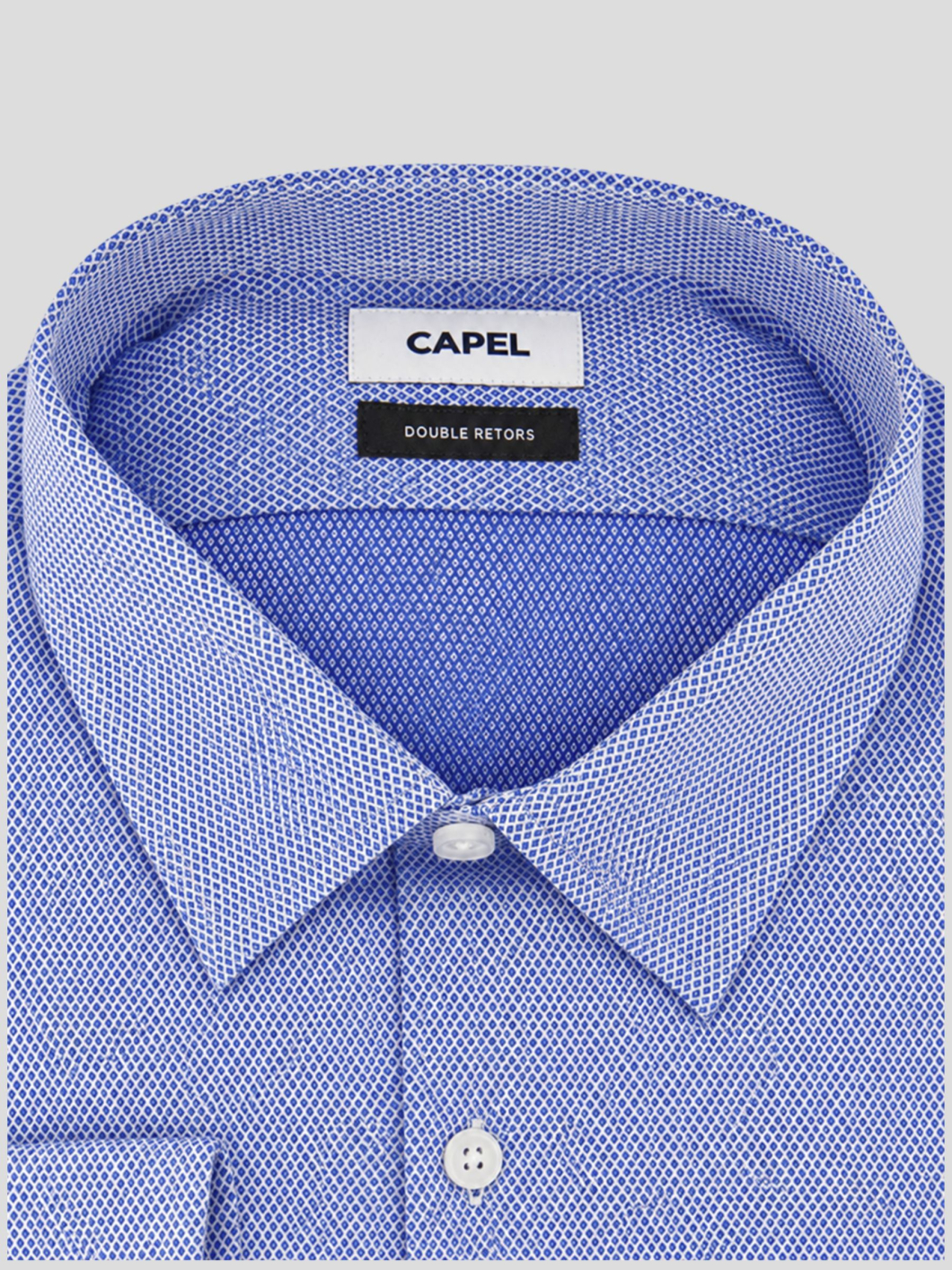 Chemise Dobby Romain Grande Taille Bleue