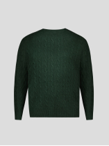 Pull Torsadé Col Rond Grande Taille Vert Foncé