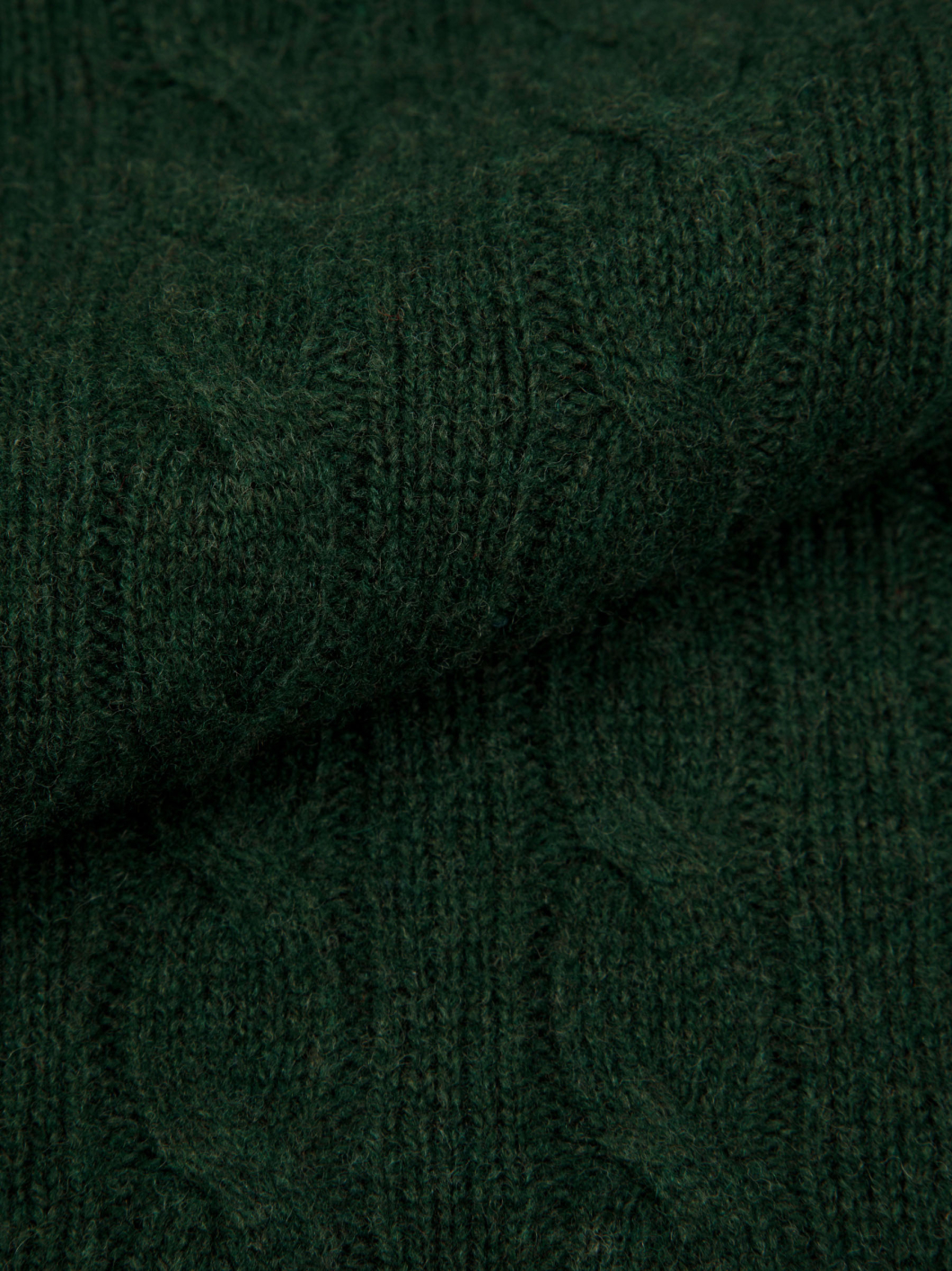 Pull Torsadé Col Rond Grande Taille Vert Foncé