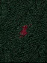 Pull Torsadé Col Rond Grande Taille Vert Foncé