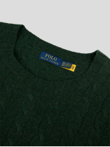 Pull Torsadé Col Rond Grande Taille Vert Foncé