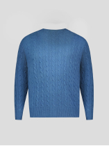 Pull Torsadé Col Rond Grande Taille Bleu