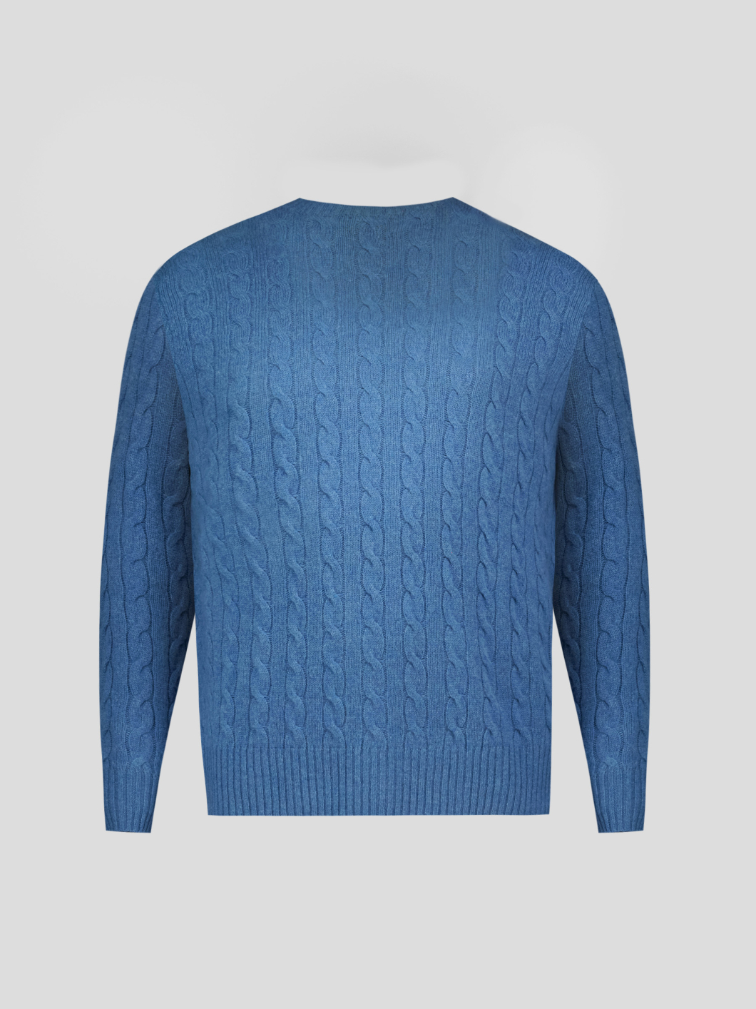 Pull Torsadé Col Rond Grande Taille Bleu