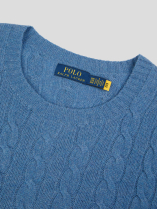 Pull Torsadé Col Rond Grande Taille Bleu
