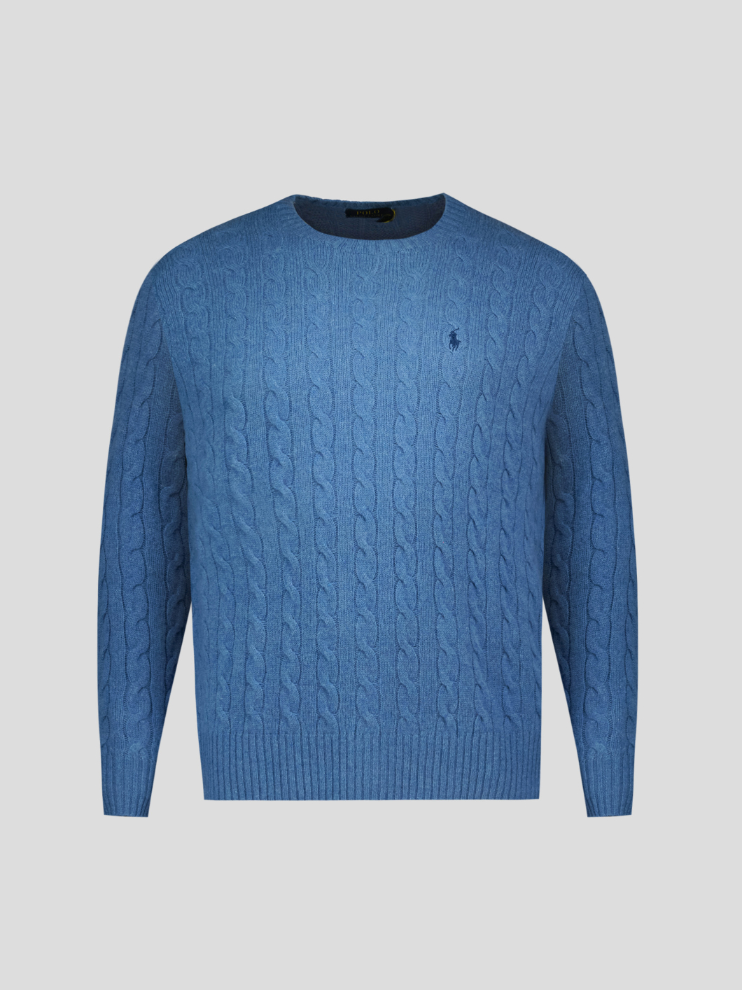 Pull Torsadé Col Rond Grande Taille Bleu