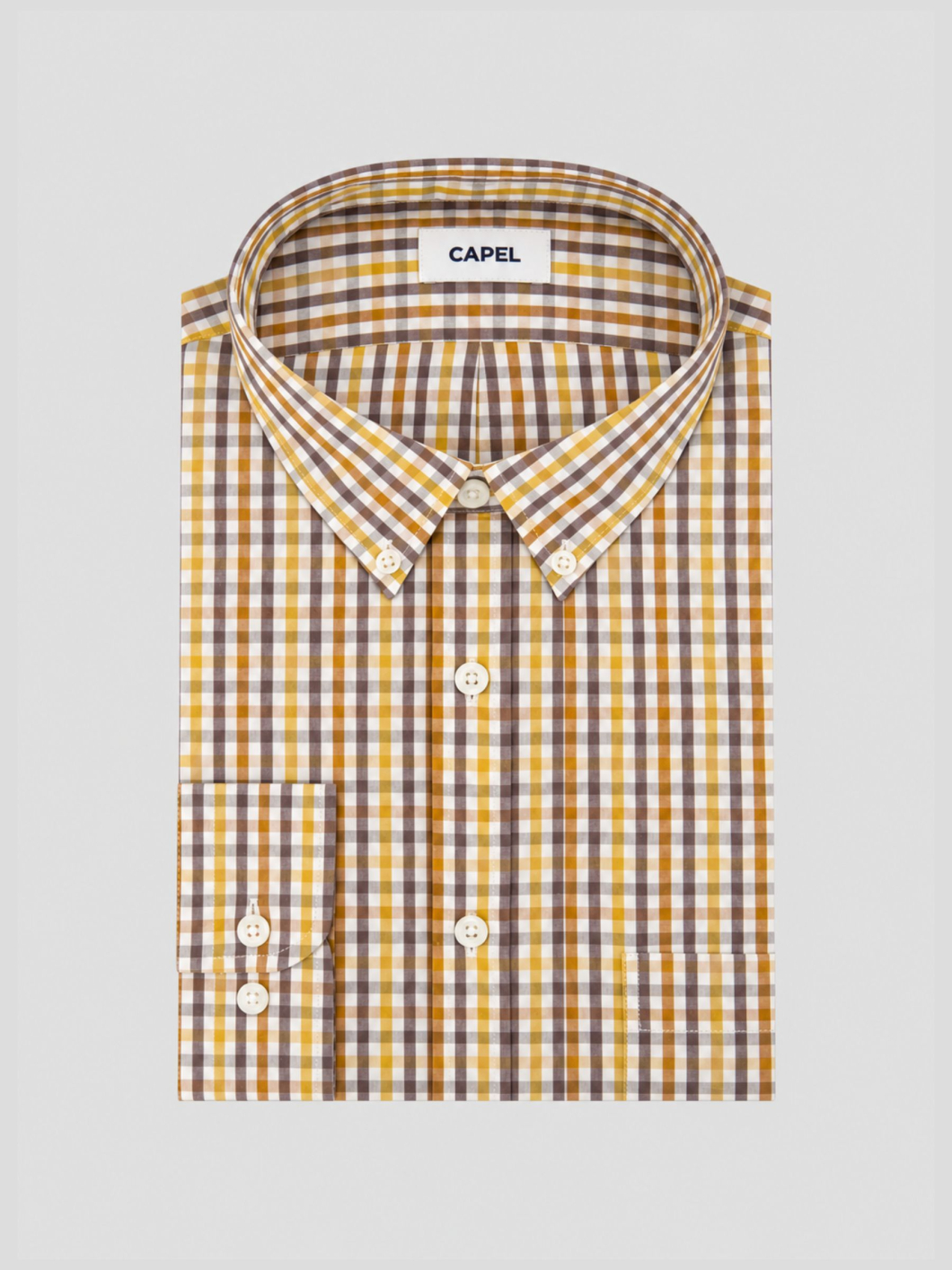 Chemise à Carreaux Ralph Grande Taille Marron, Ocre et Blanche