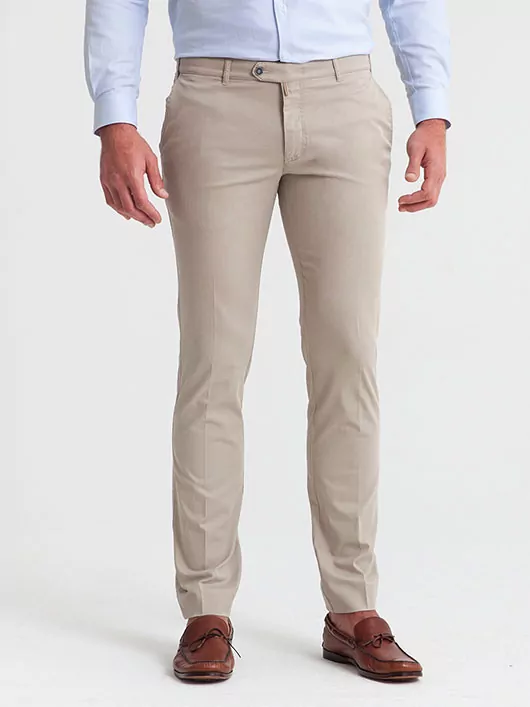 Pantalon de costume séparable serge de coton léger beige homme grande  taille