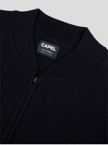 Cardigan Mérinos Zippé Col Teddy Tosco Grande Taille Marine