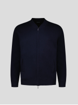 Cardigan Mérinos Zippé Col Teddy Tosco Grande Taille Marine