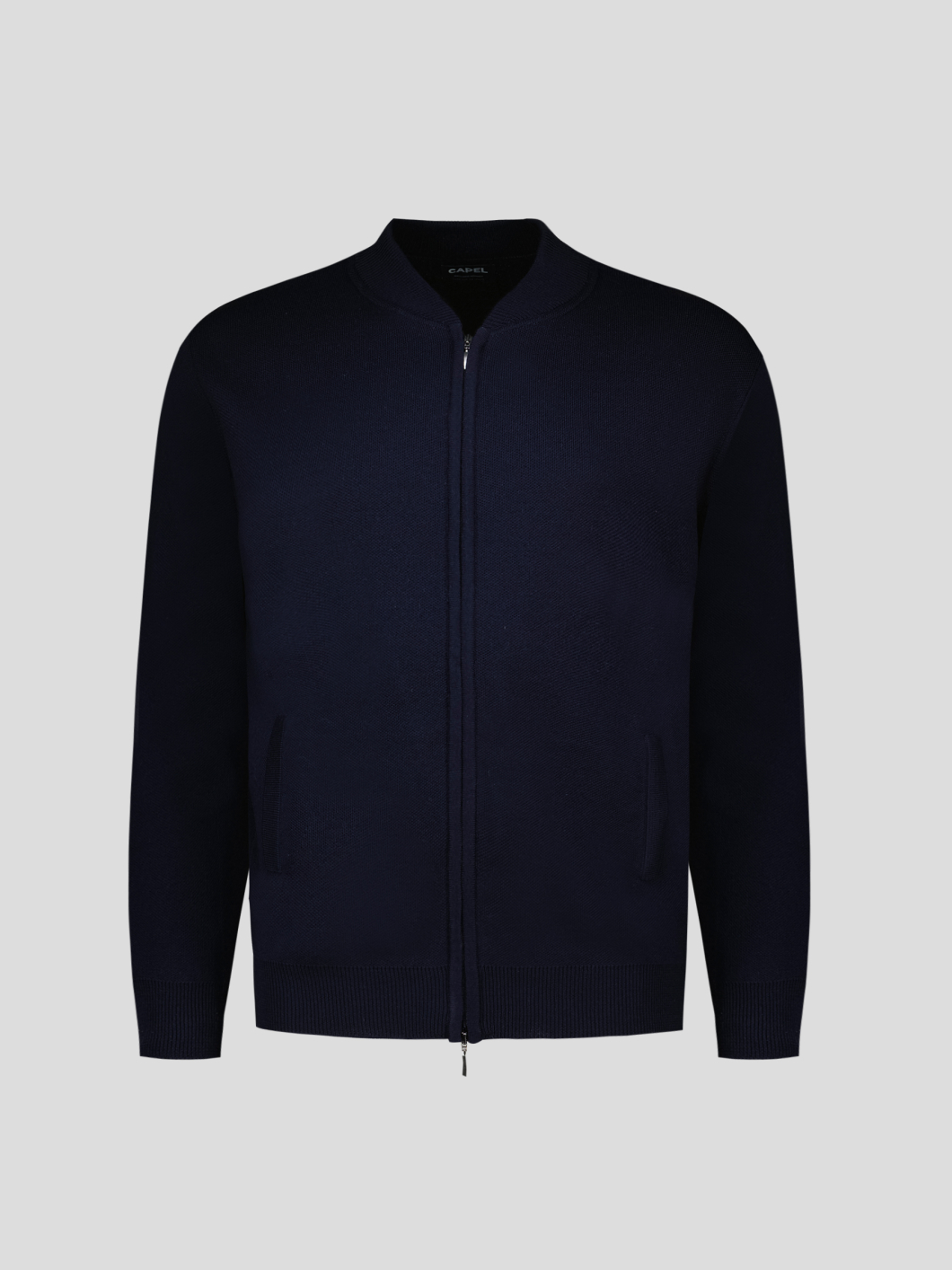 Cardigan Mérinos Zippé Col Teddy Tosco Grande Taille Marine