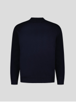 Cardigan Mérinos Zippé Col Teddy Tosco Grande Taille Marine