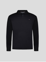 Polo Manches Longues Coton Piqué Grande Taille Noir
