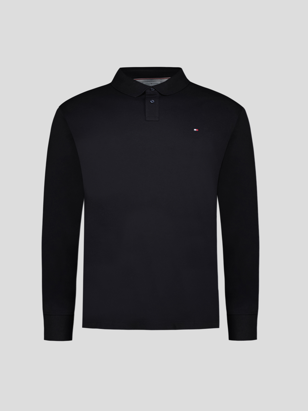 Polo Manches Longues Coton Piqué Grande Taille Noir