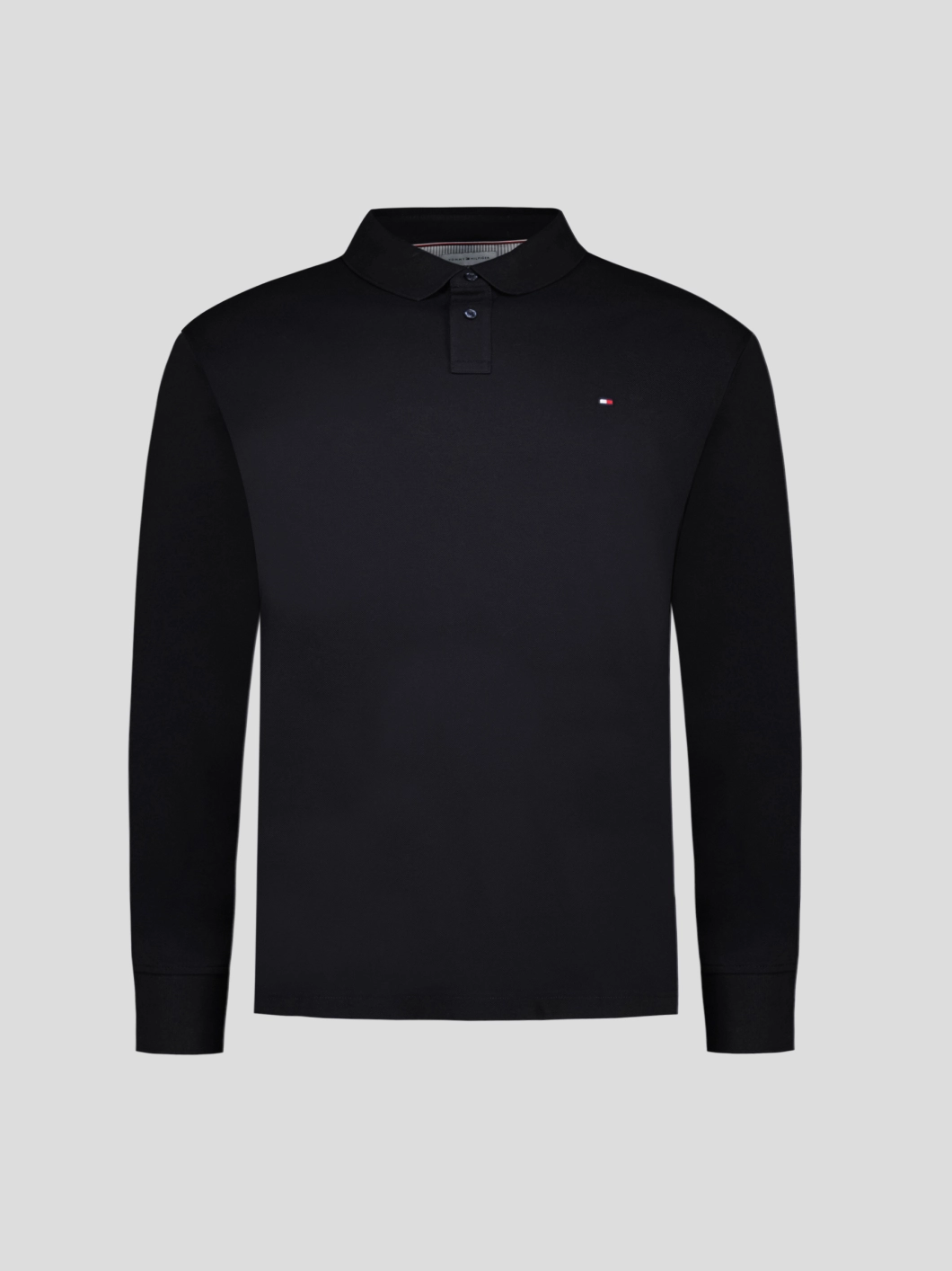 Polo Manches Longues Coton Piqué Grande Taille Noir