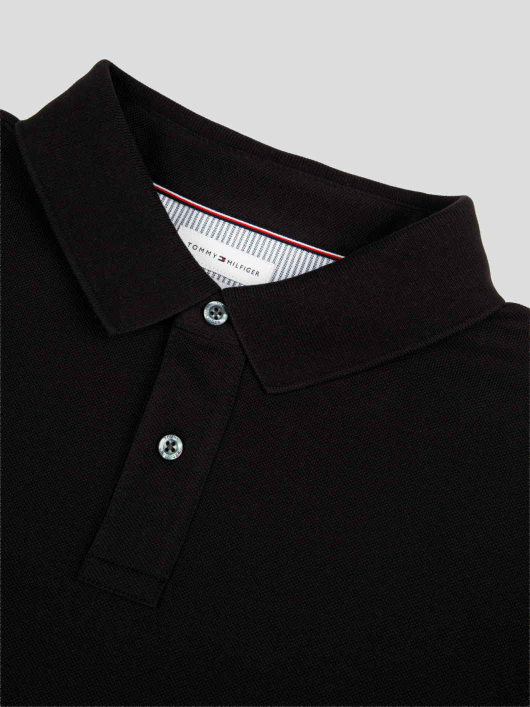 Polo Manches Longues Coton Piqué Grande Taille Noir