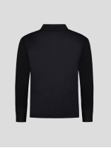 Polo Manches Longues Coton Piqué Grande Taille Noir