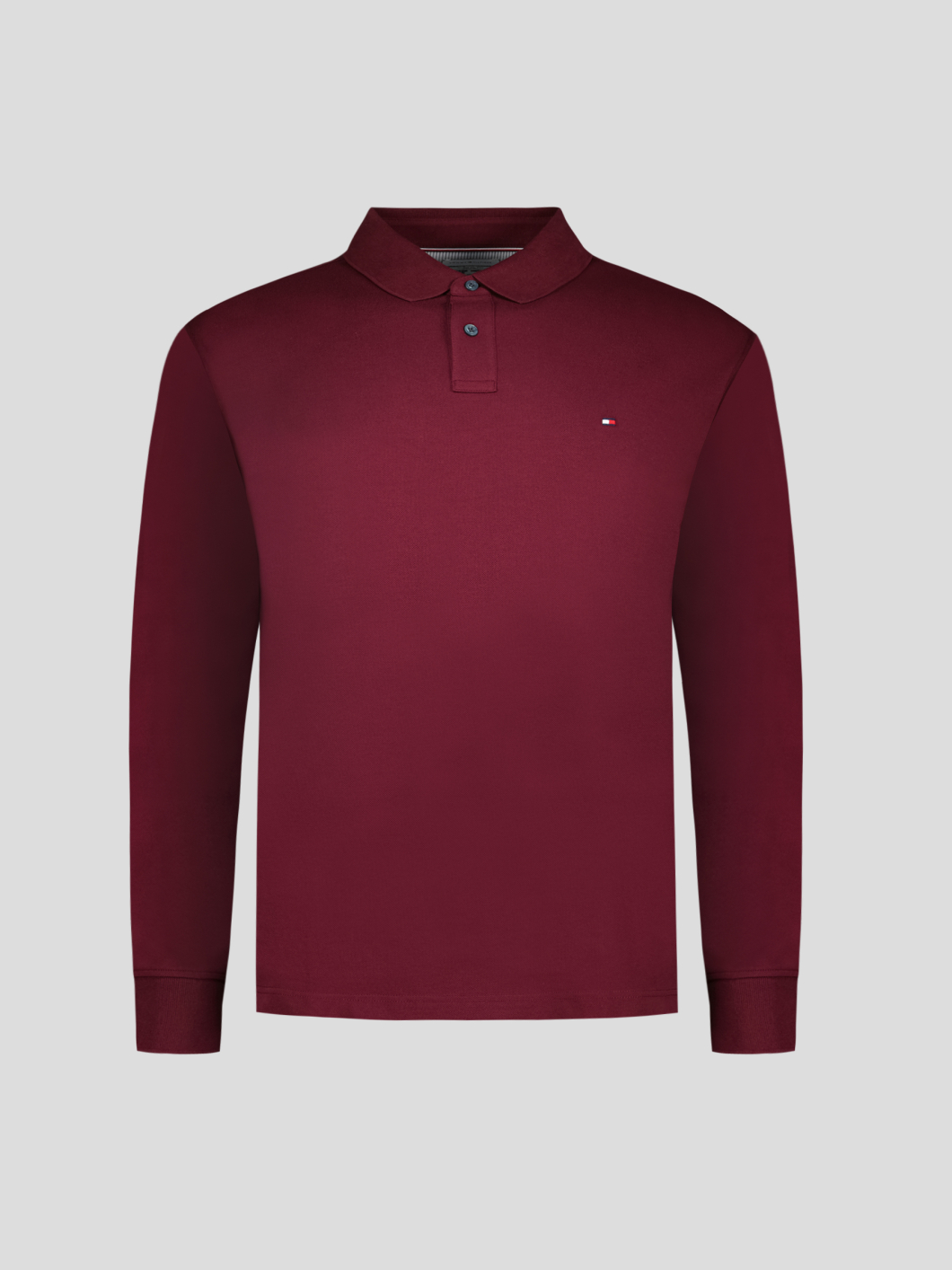 Polo Manches Longues Coton Piqué Grande Taille Bordeaux