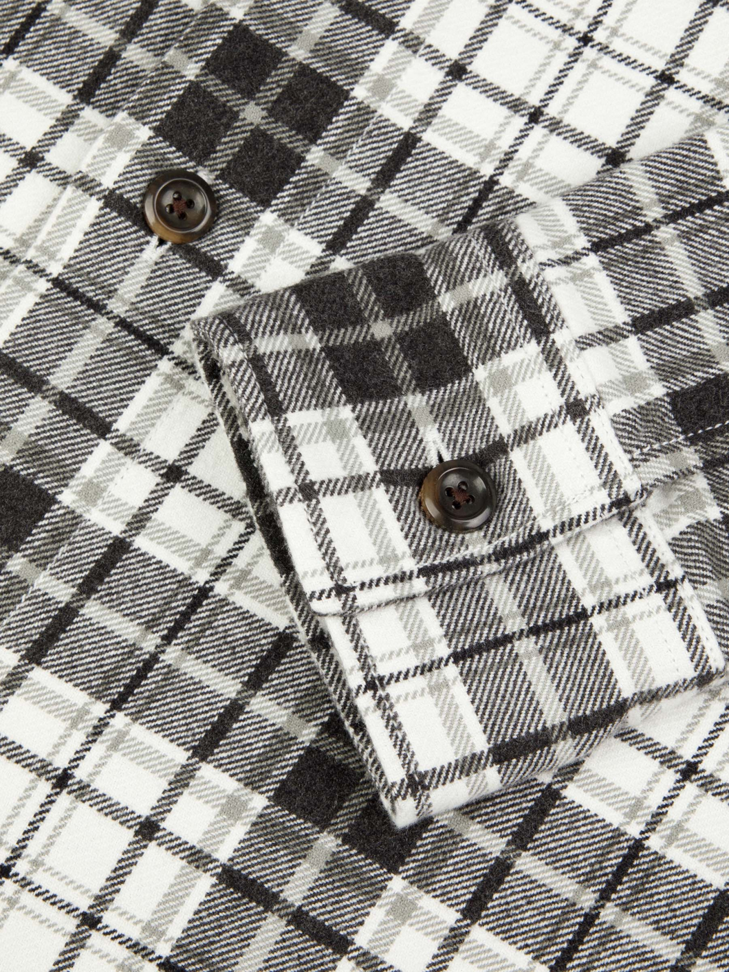Chemise en Flanelle à Carreaux Grande Taille Grise et Blanche