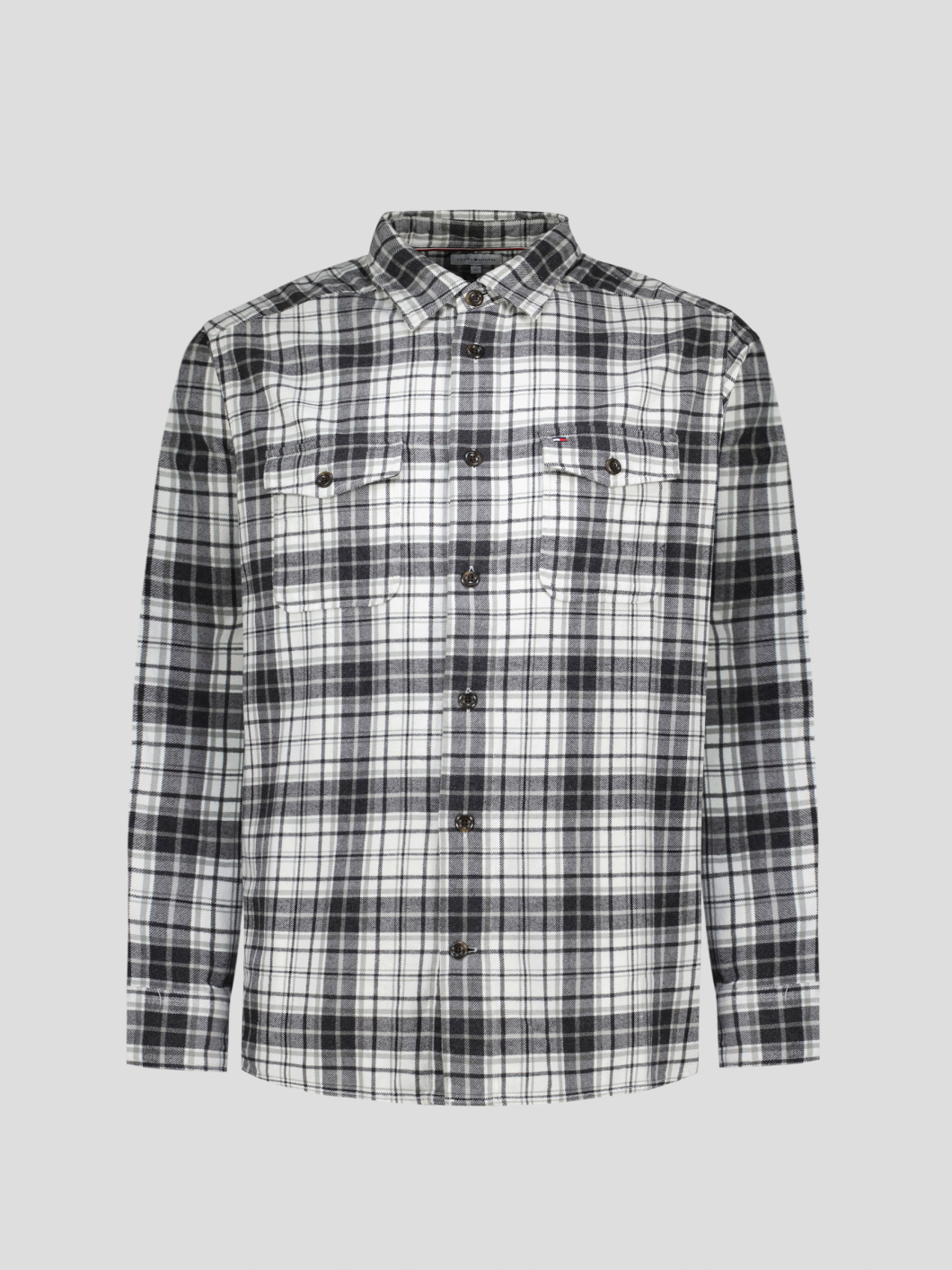 Chemise en Flanelle à Carreaux Grande Taille Grise et Blanche